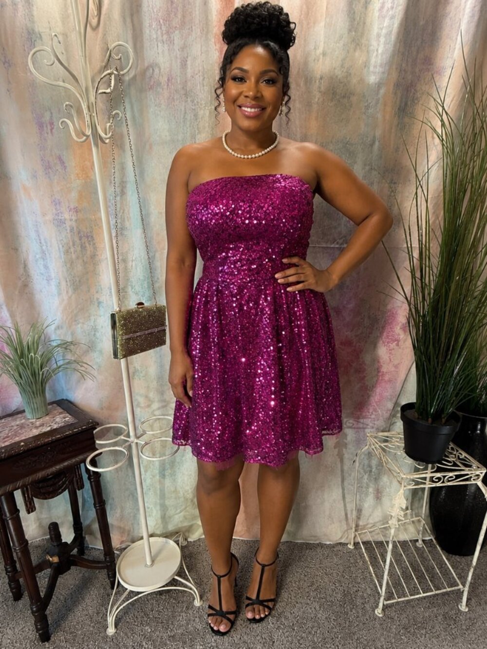 📌Ruby Rox Hot Pink Barbie Style Sequin Prom - Homecoming Formal Cocktail Dress